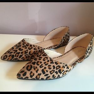 Leopard Suede Pointed Flats NWOT